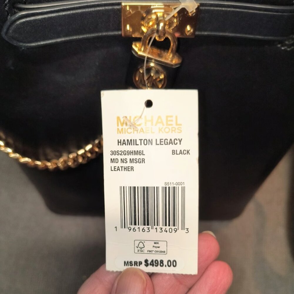 NWT Michael Kors Black Hamilton Legacy Medium Messenger/Crossbody Purse - Picture 11 of 12